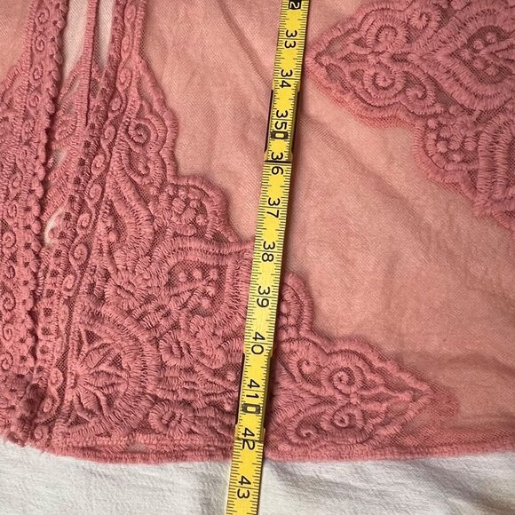 Pink Sheer Lace Kimono Cardigan Cover-Up Feminine 2XL-3XL Boho Long Elegant Sexy - Picture 9 of 12